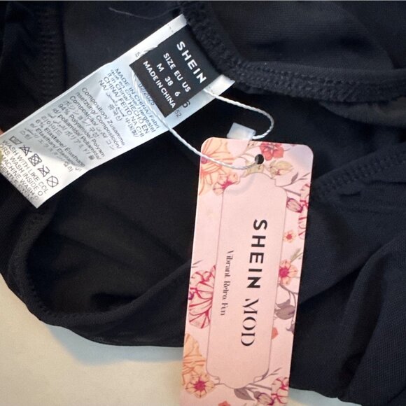 Shein Black Tube Top Cropped Womens Size M - Picture 3 of 3